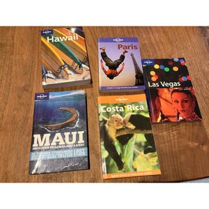 Lonely Planet Books Lot of 5 Maui, Paris, Las Vegas, Costa Rica, Hawaii Travel